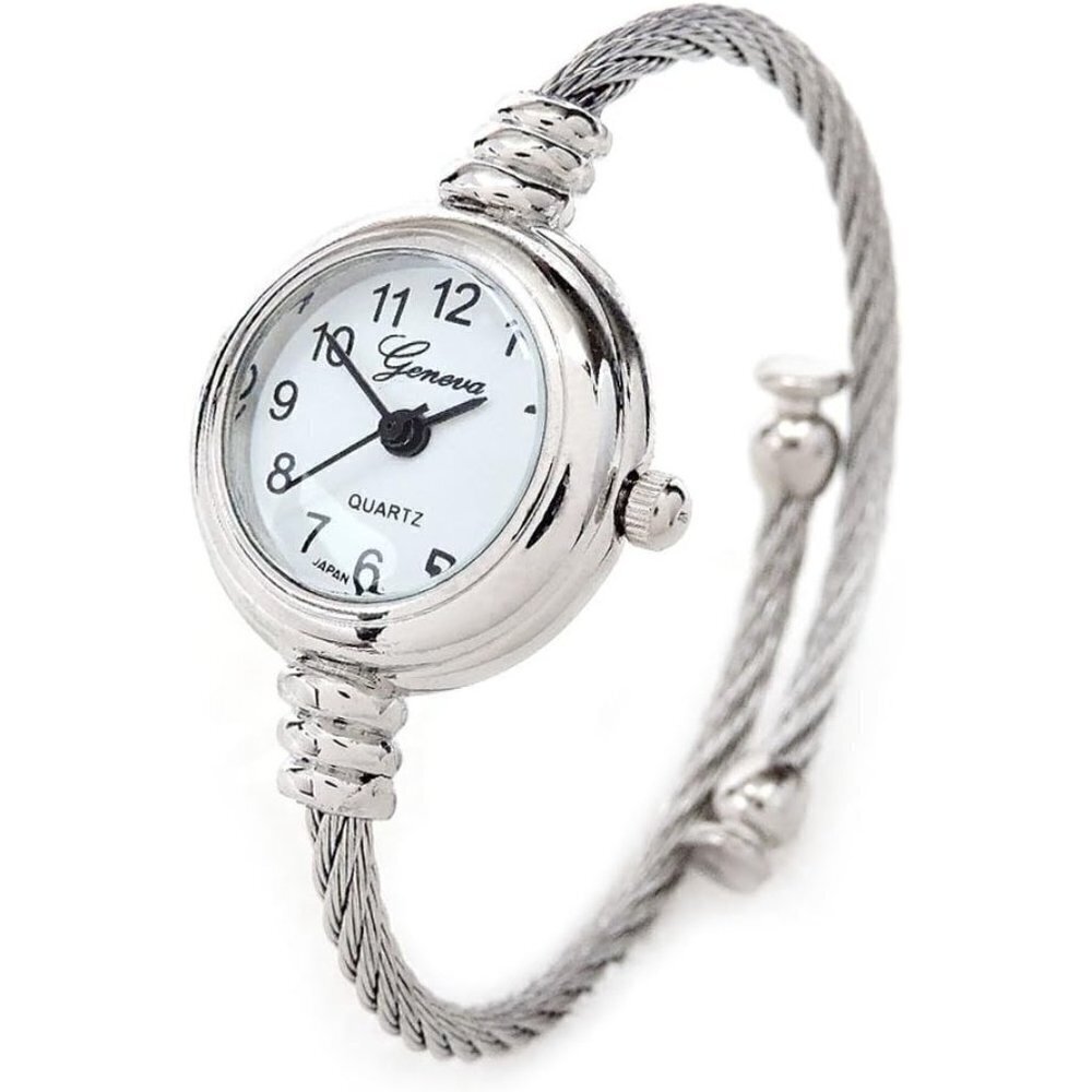Silver Cable Band Women's Small Size Bangle Watch